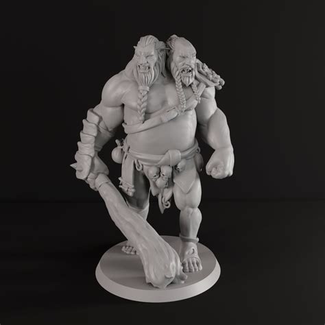 Ettin 3d Printed Fantasy Tabletop Miniature 28mm 54mm Etsy