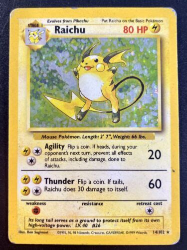 Raichu Holo Rare Base Set Pokemon Card Wotc Hp Ebay