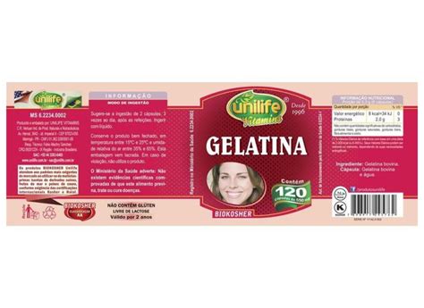 Gelatina 120 cápsulas Unilife o Melhor Preço é no Zoom