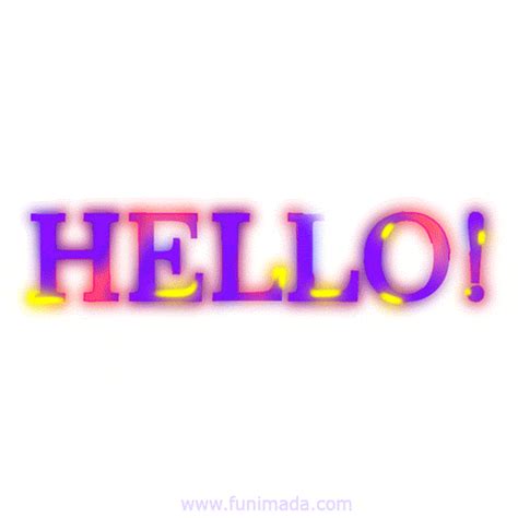 Retro-Inspired Hello GIF with Multicolor Glow - Download on Funimada.com