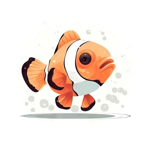 Premium Ai Image Minimalist Digital Drawing Of A Cute Clownfish On