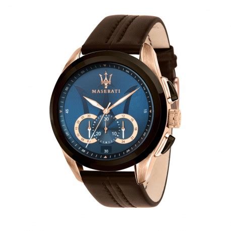 TRAGUARDO 45MM CHR BLUE DIAL BROWN ST Misterwatch