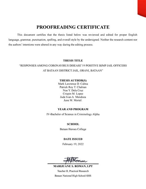 Proofreading Certificate PROOFREADING CERTIFICATE This Document