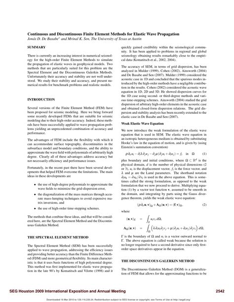 Pdf Continuous And Discontinuous Finite Element Methods For Elastic