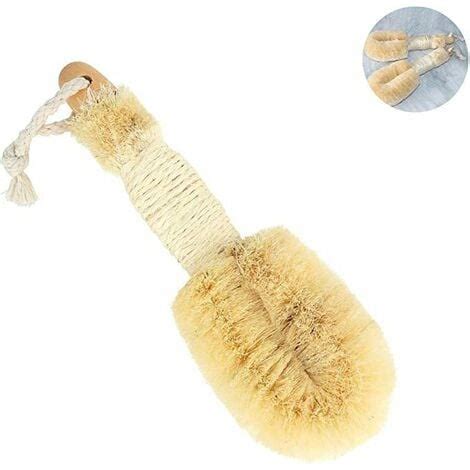 Pi Ce Brosse De Bain En Sisal Naturel Avec Manche En Bois Lavage