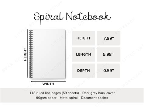 Spiral Notebook Size Chart 2 Versions Sizing Guide Included - Etsy