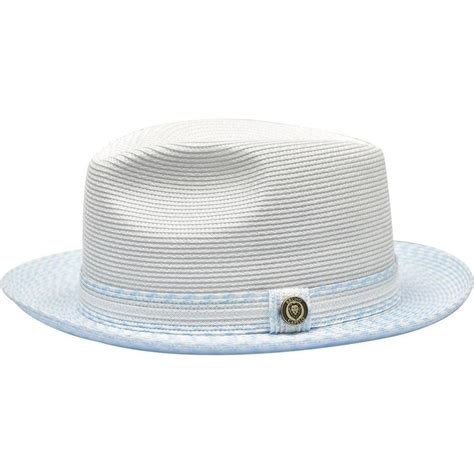 Bruno Capelo White Light Blue Braided Straw Fedora Hat Ma 925 6990 Upscale Menswear