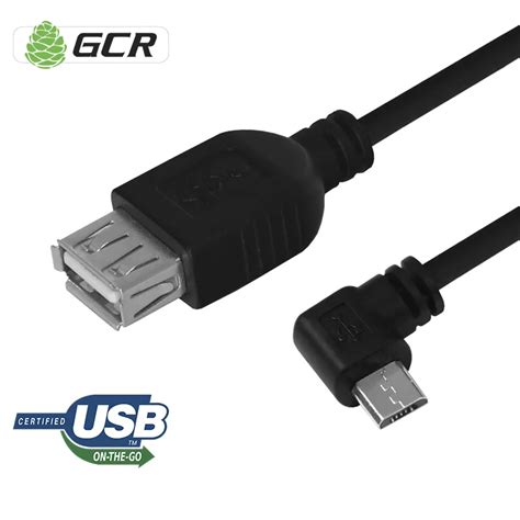 Gcr Micro Usb Otg Cable Black Angled Usb Otg Adapter Usb Cable For Smartphone Tablet Android