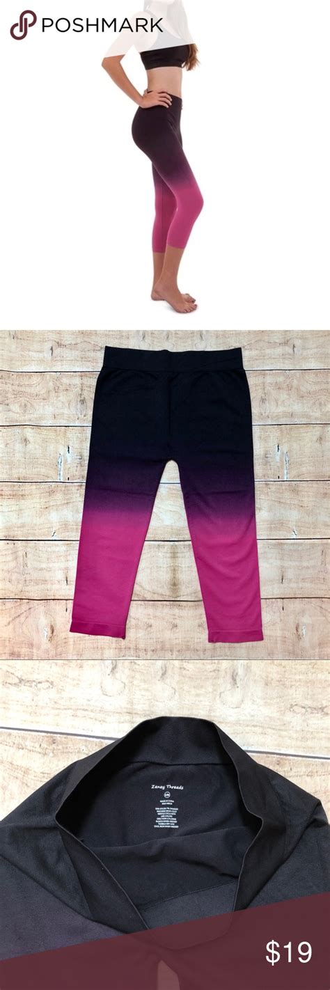 ⚡️2 For 15 Ombré Black And Fuchsia Capri Leggings Capri Leggings