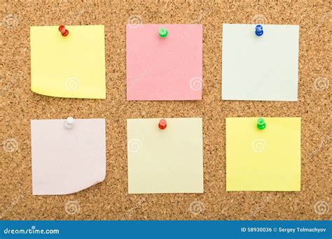 Blank Notes On Cork Board Stock Photo Image Of Reminder 58930036