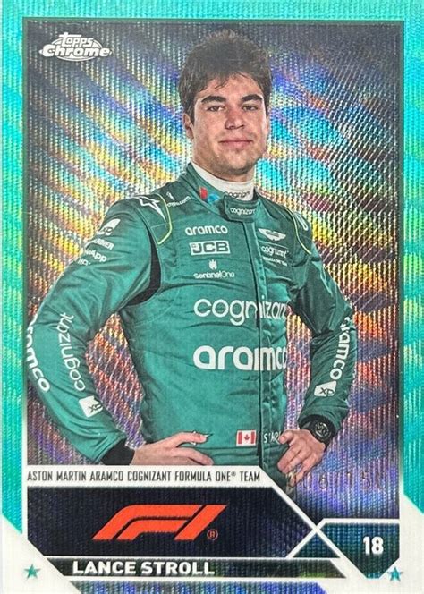 Lance Stroll 2023 Topps Chrome Formula 1 43 Aqua Wave Refractor 150