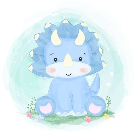 Premium Vector Cute Blue Dinosaur Illustration