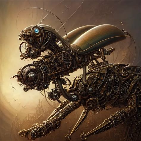 Portrait Shot Of A Steampunk Robot Mosquito Unreal Stable Diffusion