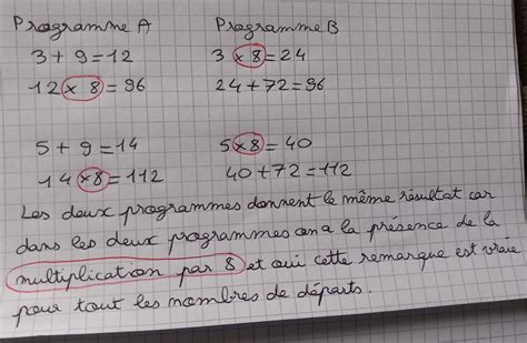 Exercice Voici Doux Programmes De Calcul Programme A Choisir Un