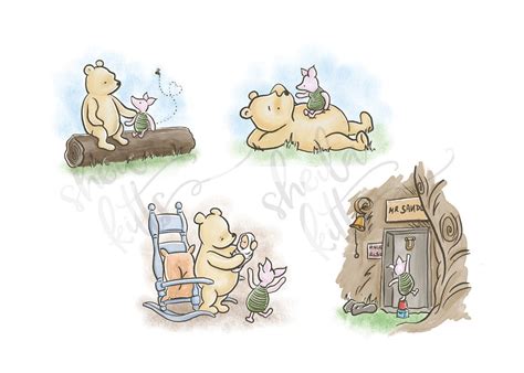 Classic Winnie the Pooh PNG Winnie the Pooh Artwork Set of 4 Pooh and ...