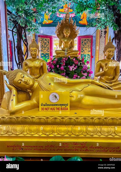 Chalong Thailand Buddhist Statue Laying Down On Display With