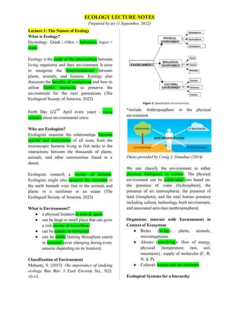 Ecology Lecture Notes Study Ecology Lecture Notes Prepared By Xis