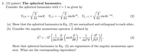 3 15 Points The Spherical Harmonics Consider The