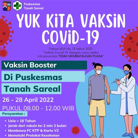 Jadwal Vaksin Covid 19 Puskesmas Tanah Sareal