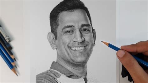 DRAWING MS DHONI PENCIL PORTRAIT YouTube