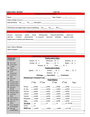 Embalming Report Template Fill Online Printable Fillable Blank