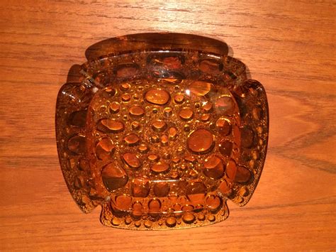 Bubble Ashtray Amber Blenko Usa Bubbles Ashtray Glass