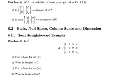 Problem 4) (C.F. the definition of linear span right | Chegg.com