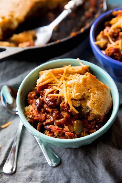 Cornbread-Topped Skillet Chili - Sallys Baking Addiction