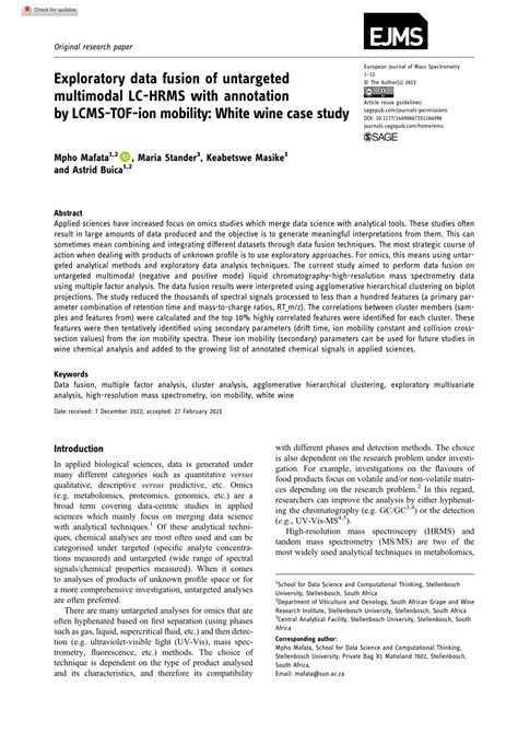 Pdf Exploratory Data Fusion Of Untargeted Multimodal Lc Hrms With