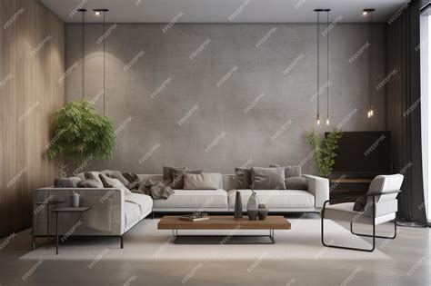 Premium Photo | Modern living room with concrete wall and copy space ...