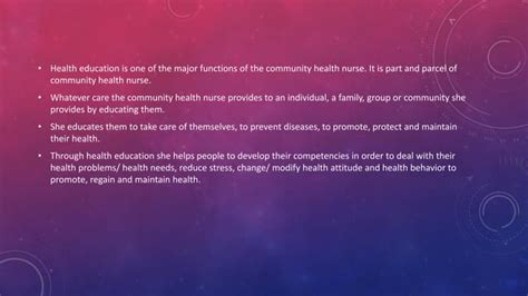 Roles And General Functions Of Community Health Nurse Ppt