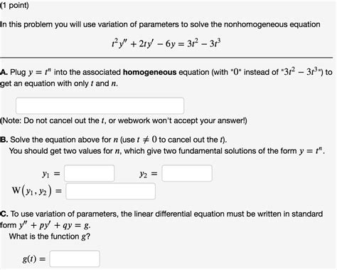 Solved 1 Point In This Problem You Will Use Variation Of