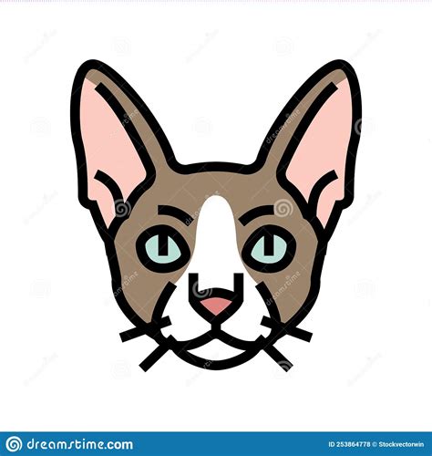 Cornish Rex Cat Cute Pet Color Icon Vector Illustration Stock Vector