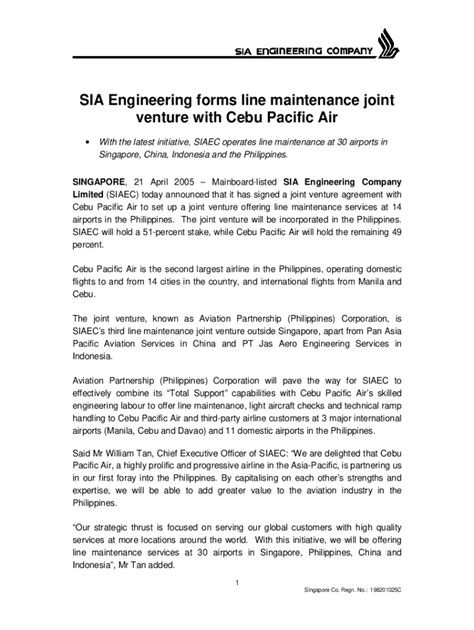 Fillable Online Sia Engineering Forms Line Maintenance Joint Venture