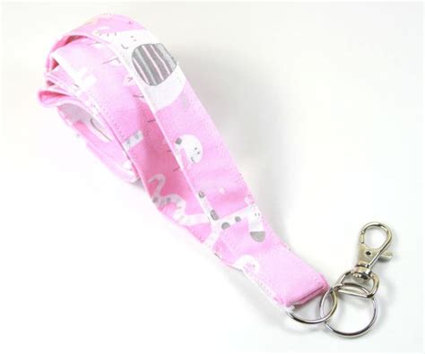 Animals Fabric Lanyard Pink Lanyard Zoo Animals Badge Etsy