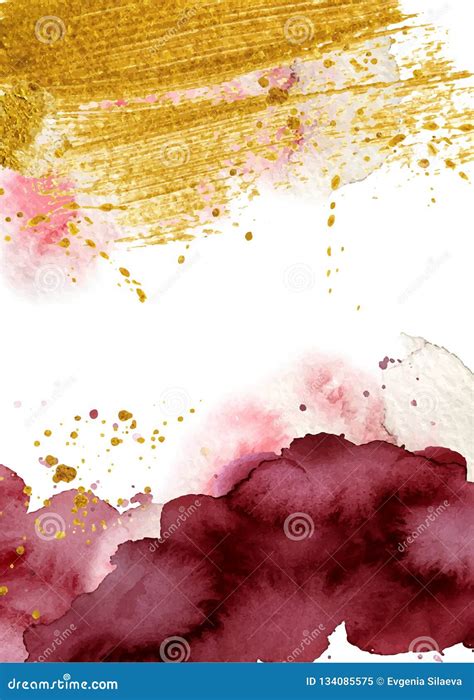 Watercolor Abstract Background Hand Drawn Watercolour Burgundy And