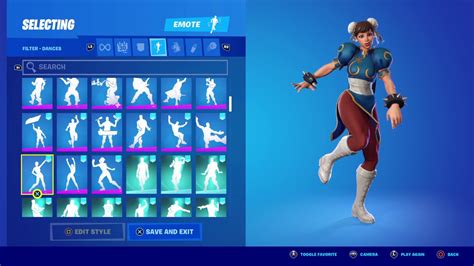 New Skin Chun Li Showcase With Almost All Emotes From Fortnite 🥋