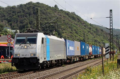 Railpool Mit Einem Containerzug Auf Der Rechten Rheinstrecke