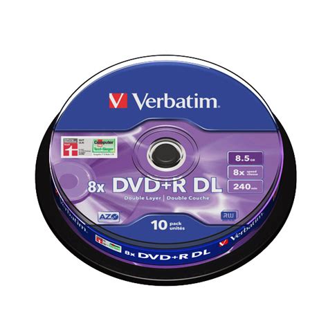 10τεμ Verbatim DVD R DL 8 5GB 8x Silver Mat Cakebox 10 43666 Disc