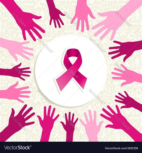 Breast Cancer Awareness Ribbon Women Hands File Vector Image