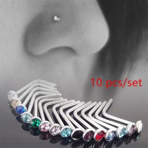 Pcs Mm Piercing Nez Clou De Nez L Opale Multicolore Piercing