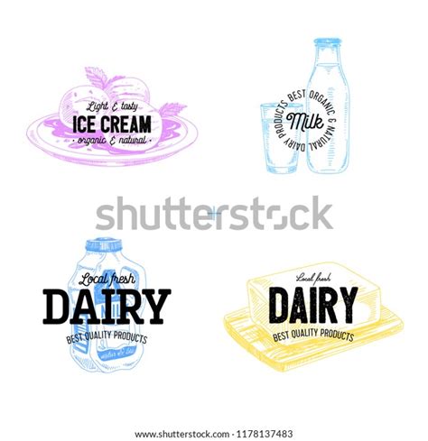 Beautiful Vector Hand Drawn Dairy Products Stock Vector Royalty Free