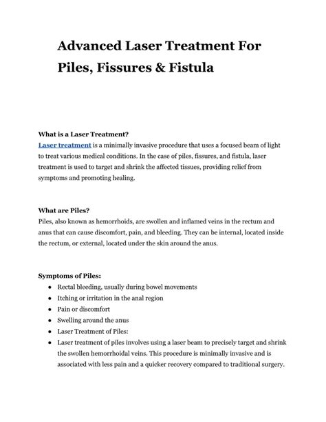 Ppt Advanced Laser Treatment For Piles Fissures And Fistula Powerpoint