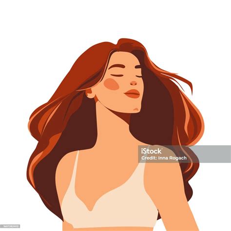 Young Beautiful Woman Closed Her Eyes Enjoys The Sun The Wind Develops