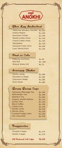 Cafe Anokhi Lahore Menu Card Deals Contact Number Address Location