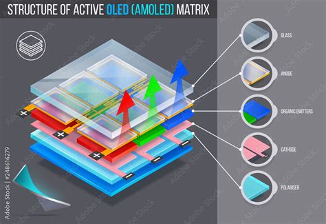 Layered Structure Of Active Oled Amoled Matrix Vector Illustration