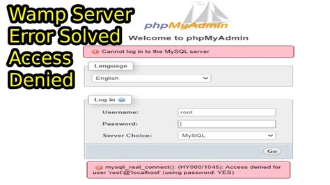 Access Denied For User Root Localhost Using Password Yes Mysqli