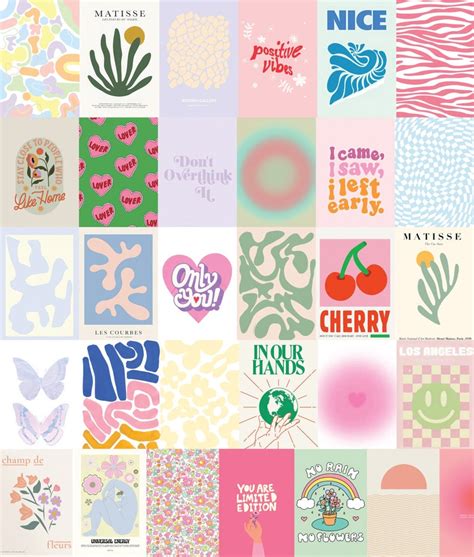 120 Danish Pastel Aesthetic Wall Collage Kit Vsco Girl Room Etsy