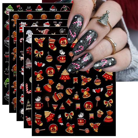 Amazon Jmeowio Sheets D Embossed Christmas Nail Art Stickers