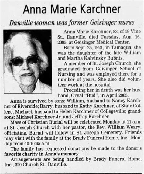 Obituary For Anna Marie Karchner